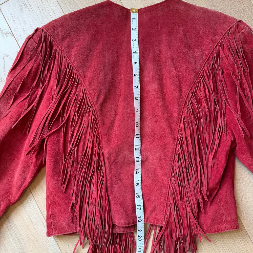 Vintage Scully Red Suede Leather Fringe Jacket Western Concho Women’s - Picture 10 of 12